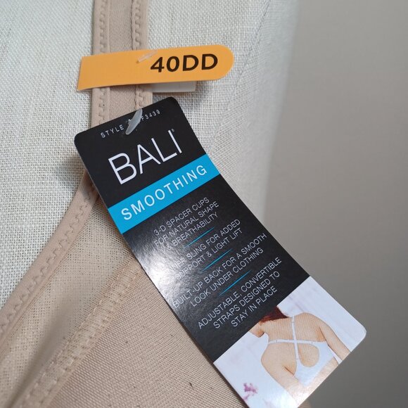 Bali Bra Comfortlite Smoothing Neutral Nude Adjustable Back Strap Women 40DD NEW - Picture 4 of 13